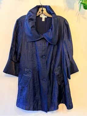 JOSEPH RIBKOFF Shimmery Deep Blue Swing Coat